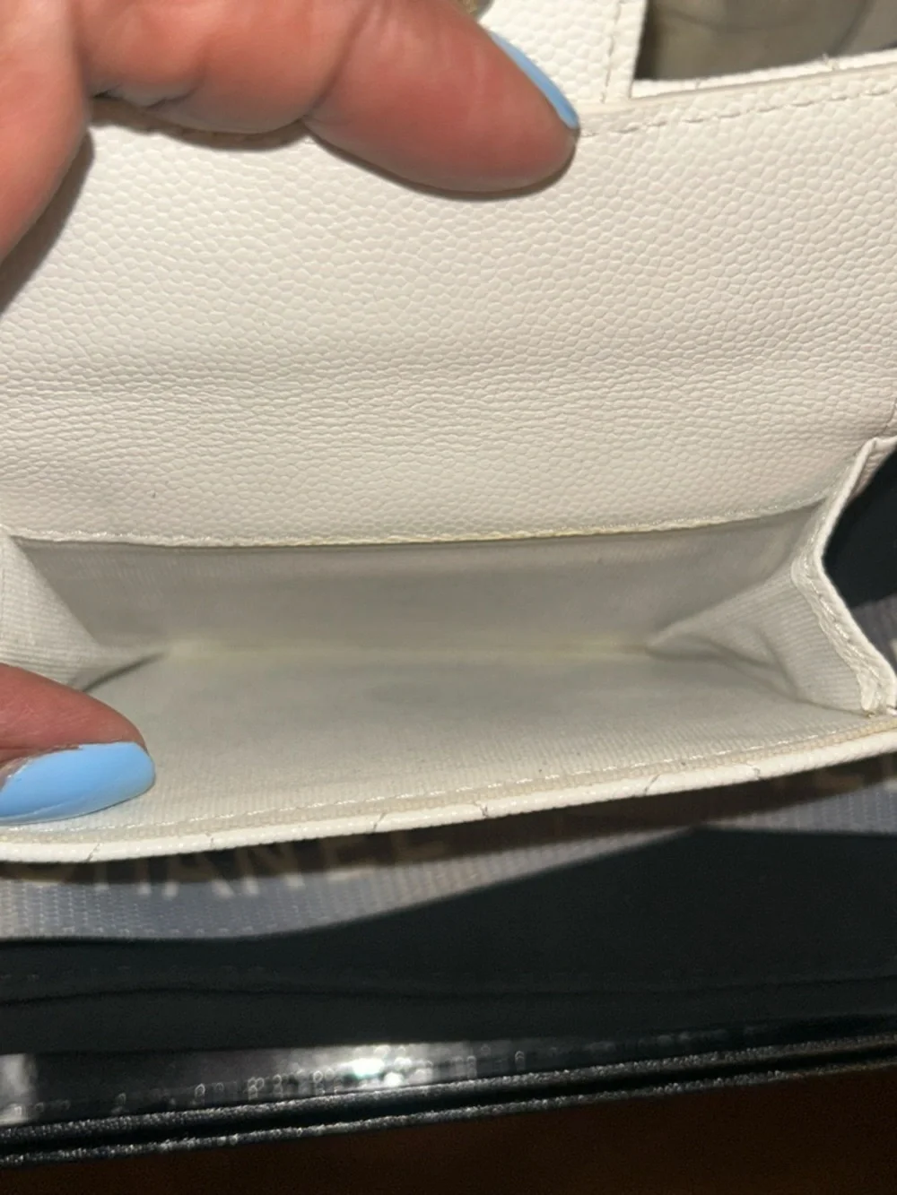CHANEL White Quilted Caviar Classique Small Flap Wallet with CC Logo